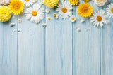 Fresh White and Yellow Chrysanthemum Flower Background Wooden Backdrops for Portrait Photography IBD-19702