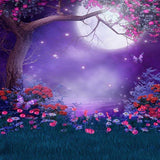 Patterned Background Flower Backdrop Moon Night Backdrop G-021 - iBACKDROP