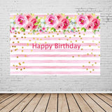 Birthday Party Backdrops Pink Backdrops Flowers Background G-132-2