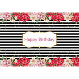 Birthday Party Backdrops Flowers Background Black And White Backdrop G-134