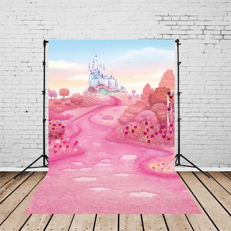 Castle Backdrops Pink Backdrop Trees Background G-149-1