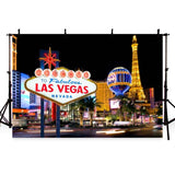 Attractions Iconic Landmarks Las Vegas Themed Eiffel Tower Backdrop G-161 - iBACKDROP-customized backdrop, diy christmas photography backdrop, farm backdrop, new years eve backdrop, peter pan backdrop