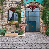 Scenic Background Door Backdrop Brick Wall Backdrop Stone Floor G-235 - iBACKDROP