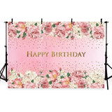 Birthday Party Backdrops Flowers Backdrop Pink Background G-414