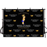 Baby Show Backdrops Boy Backdrops Black Background G-418 - iBACKDROP-Baby Little Boy Backdrops, baby shower backdrop, black backdrop, custom
