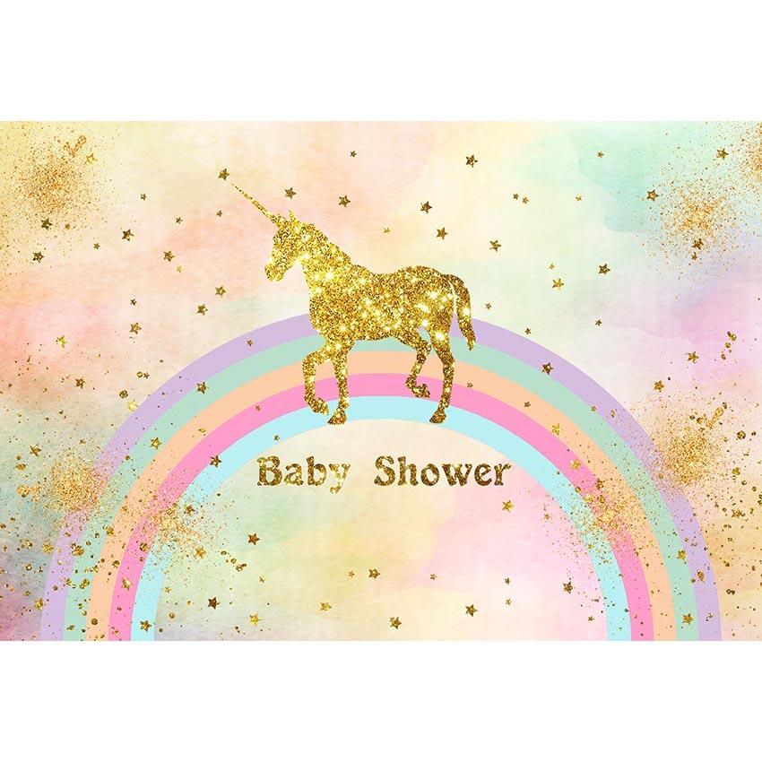 Baby Show Backdrops Unicorn Backdrops Colorful Background G-515 - iBACKDROP-baby shower backdrop, custom, rainbow backdrop