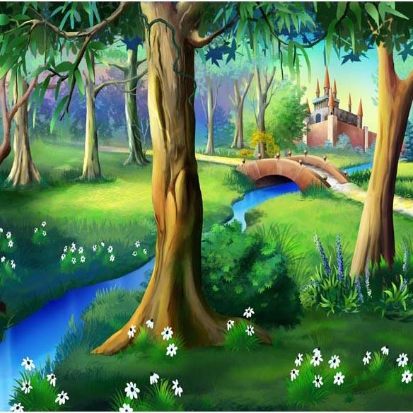 Kid Backdrops Cartoon Fairytale Background Forest Backdrops G-583 - iBACKDROP