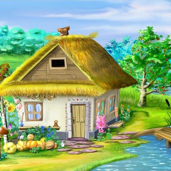 Kid Backgrounds Cartoon Fairytale Backdrops House Backdrops G-597 - iBACKDROP