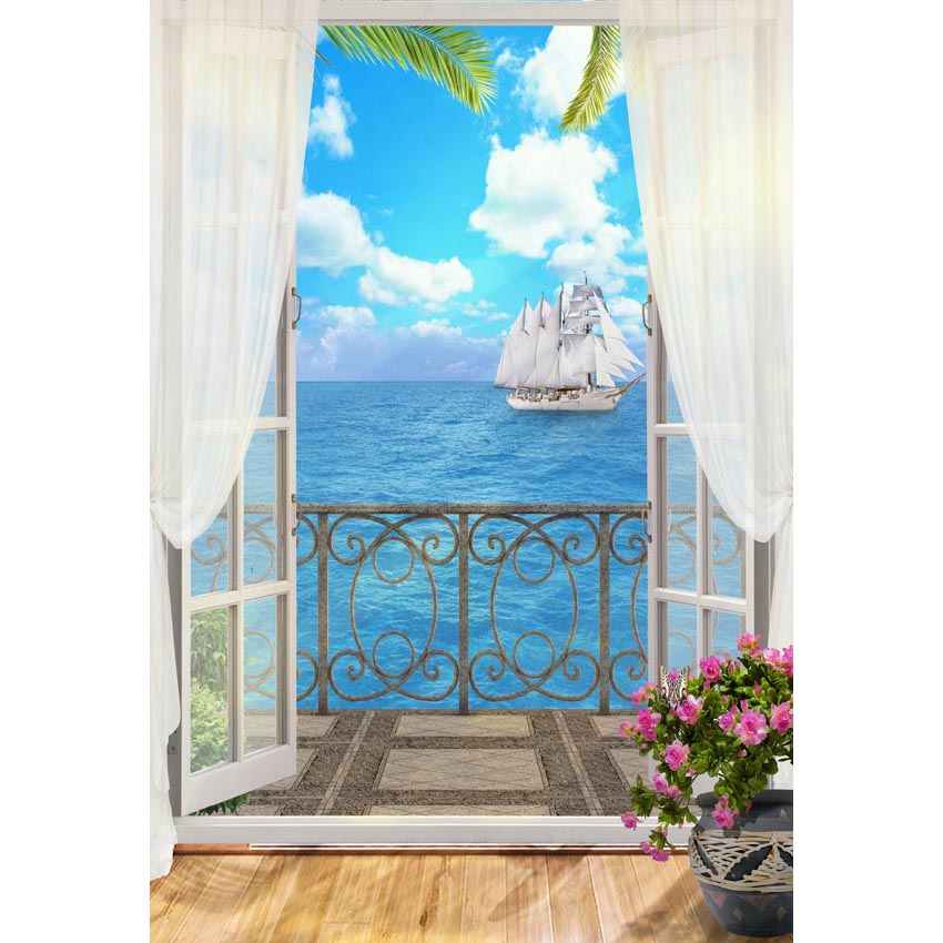 Window Backdrops Sailboat Backdrops Blue Backgrounds G-617