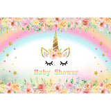 Baby Show Backdrops Flowers Backdrops Pink Background G-639 - iBACKDROP-baby shower backdrop, custom, Flowers Backdrops, rainbow backdrop
