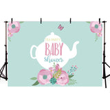 Baby Show Backgrounds Green Backdrop G-716 - iBACKDROP-baby shower backdrop, custom, Flowers Backdrops, Green Backdrop