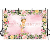 Baby Show Backgrounds Girl Backdrop Pink Backdrops G-722 - iBACKDROP-baby shower backdrop, custom, Flowers Backdrops, Little Girl Backgrounds, pink backdrops, Scenic Backdrops