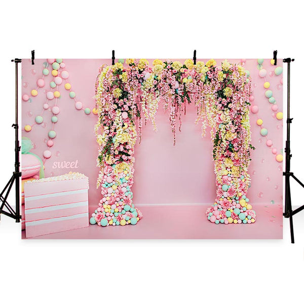 Wedding Backdrops Pink Backdrops Flowers Backgrounds G-737 – iBACKDROP