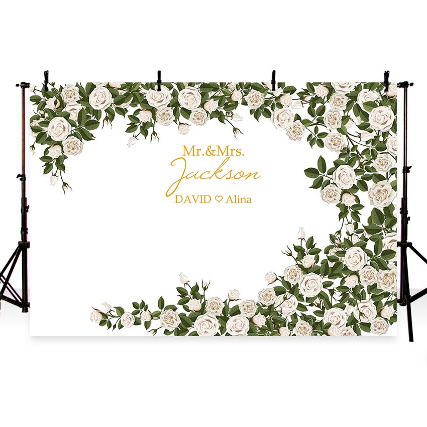 Wedding Backdrops White Background Flowers Backdrops G-766