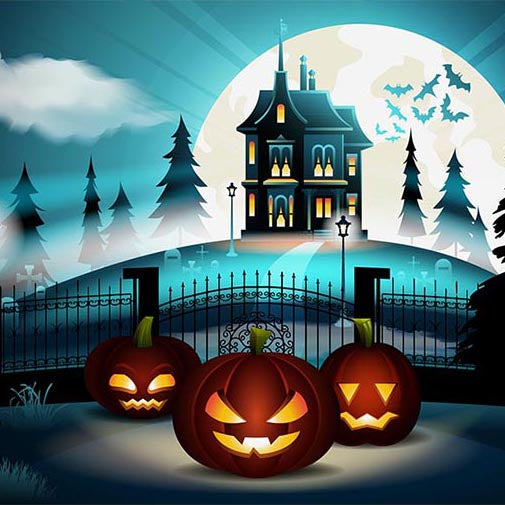 Festival Backdrops Halloween Pumpkin Lantern Background G-797