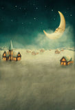 Cartoon Moonnight Winter Cottage Baby Shower Background GY-096