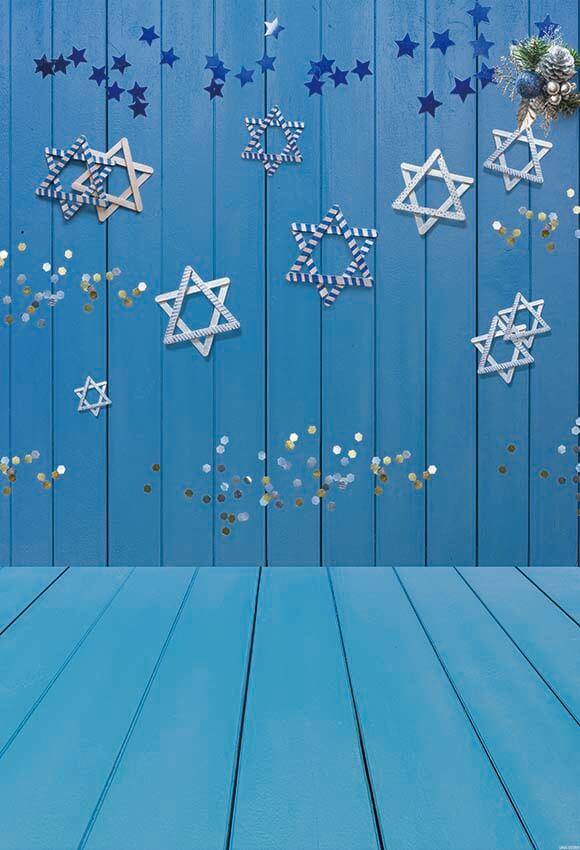 Blue Wood With Blue Stars Photography Background GY-102