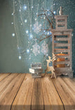 Blue Painting Wall Withe Fairytale Light String And Craft Deer Background GY-103