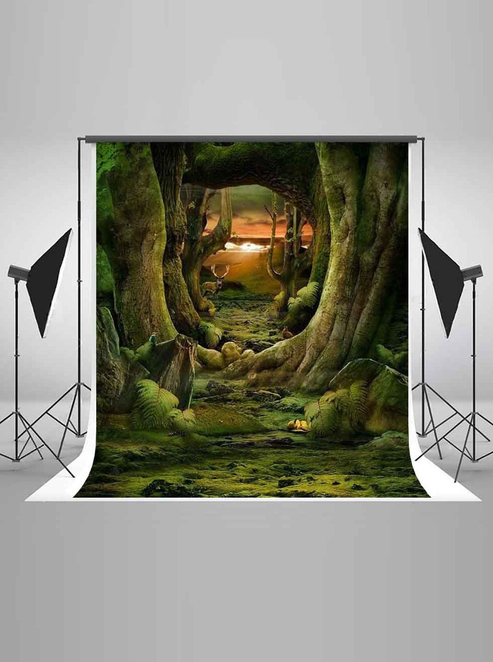 Fairy Tale Green Forest And Deer Backdrop GY-171