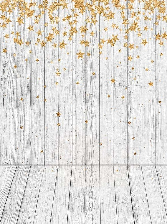 Vintage Wood Wall Gold Stars Backdrop GY-174