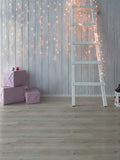 White Wood Wall Decored With Light String Backdrop GY135