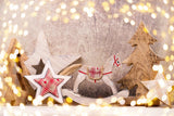 Golden Decorations Wood Background Christmas Backdrops IBD-19208