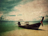 Grayish Blue Green Seaside Shabby Boat Background Literary Photography Backdrop IBD-20131