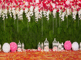 Green and Pink Flower Petals Background Carpet Photography Backdrops IBD-19847