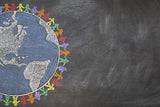 Hand drawn Blackboard People Holding Hands Background Photography Backdrop IBD-19583