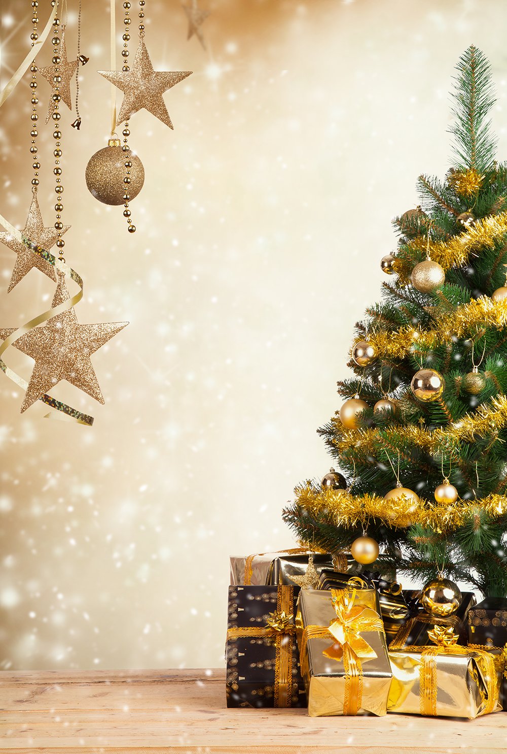 Hanging Christmas Tree White Wall Festival Backdrops IBD-19207