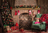 Christmas Tree Sofa Background Photography Backdrops IBD-19215 size:2.2x1.5
