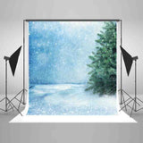 Corner of Snow Pine Background Christmas Backdrops IBD-19420