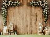 Wooden Wall And Flowers Backdrops Photography Background IBD-24113