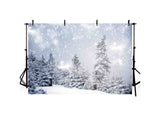 White Snowfield Winter Christmas Forest Grand Fir Snow Backdrop IBD-24166
