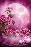 Red Flower And Rabbits Fairytale Background For Kids Photography IBD-24616