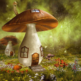 Cartoon Fairytale Mushroom Forest Background For Photography IBD-24633