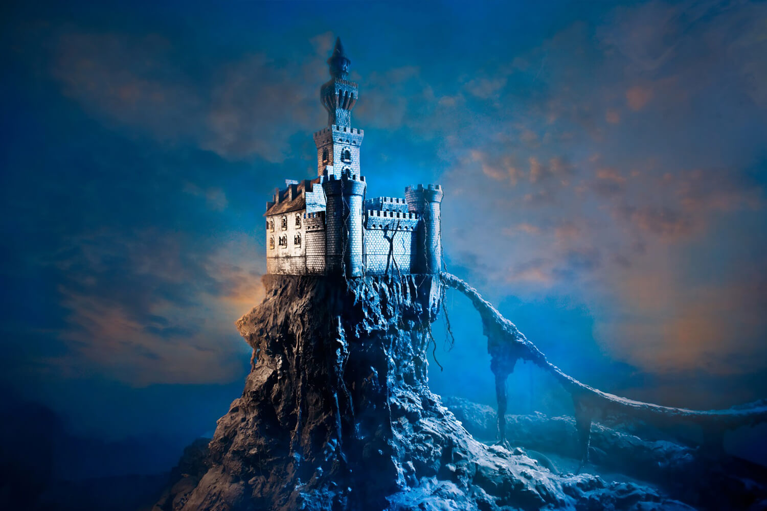 Magic Cliff Castle Photography Background IBD-24659