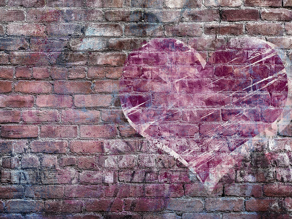 Colorful Graffiti Heart Brick Wall Photography Backdrop IBD-24672