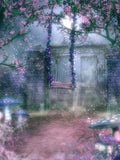 Fairytale Manor Iron Door Pink Flower Swing Background IBD-246744
