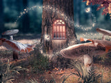 Fairy Tale Tree House And Mushroom Backdrops IBD-246768