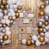 Gold White Balloon White Gold Present Boxes For Party Decor IBD-246790