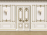 Baroque Style White Door Wall Backdrop IBD-246791