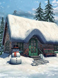 Christmas House Snowman Covered By Snow IBD-246824