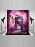 Purple Fairy Tale Strawberry And Opening Door Backdrop IBD-246826