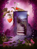 Purple Fairy Tale Strawberry And Opening Door Backdrop IBD-246826