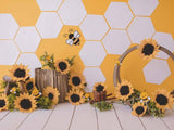 Hexagon Wall With Yellow Sunflower Bee For Baby Photography IBD-246828