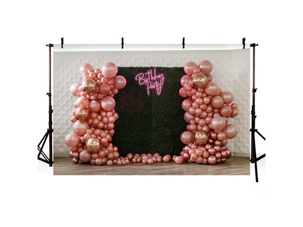 Pink Balloon Arch Background For Birthday Party IBD-246831