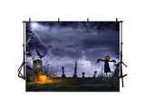 Spooky Halloween Graveyard With Pumpkin Backdrop IBD-246836 gallary