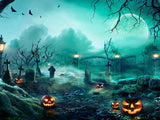 Spooky Halloween Graveyard With Pumpkin Backdrop IBD-246840