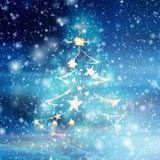 Fairy Tale Abstract Blue Light Christmas Tree With Snow Backdrop IBD-246846